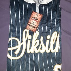 Sik Silk Men/ women stripe baseball Jersey hiphop size small.